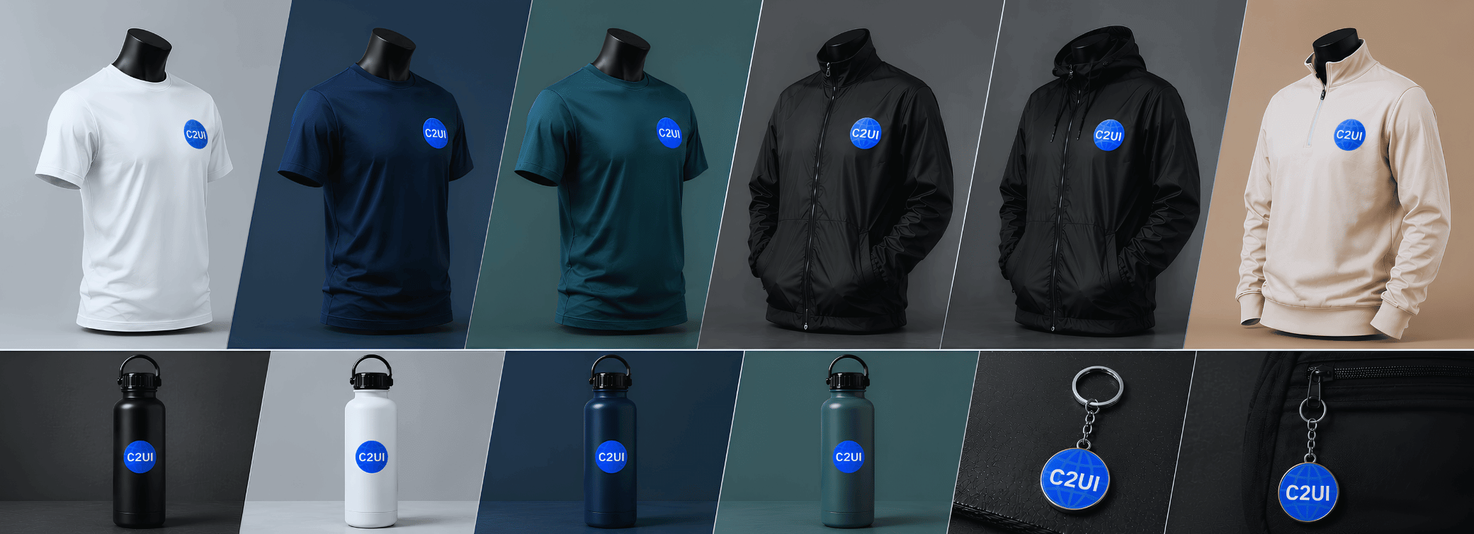 Code2UI hackathon merch — hoodies, jackets, and bottles